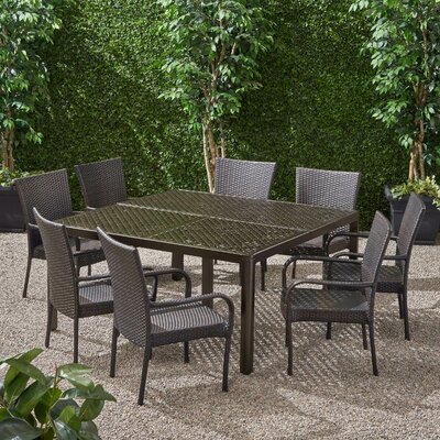 Sarramea Outdoor 9 Piece Dining Set -  Red Barrel StudioÂ®, BD52093D7FFD4DA79FBE7783E9083752