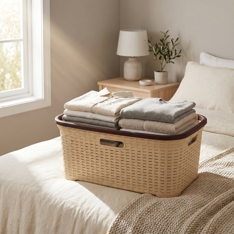 Panier à linge Bushel, H 16 po x l 24 po x P 10,5 po, Beige