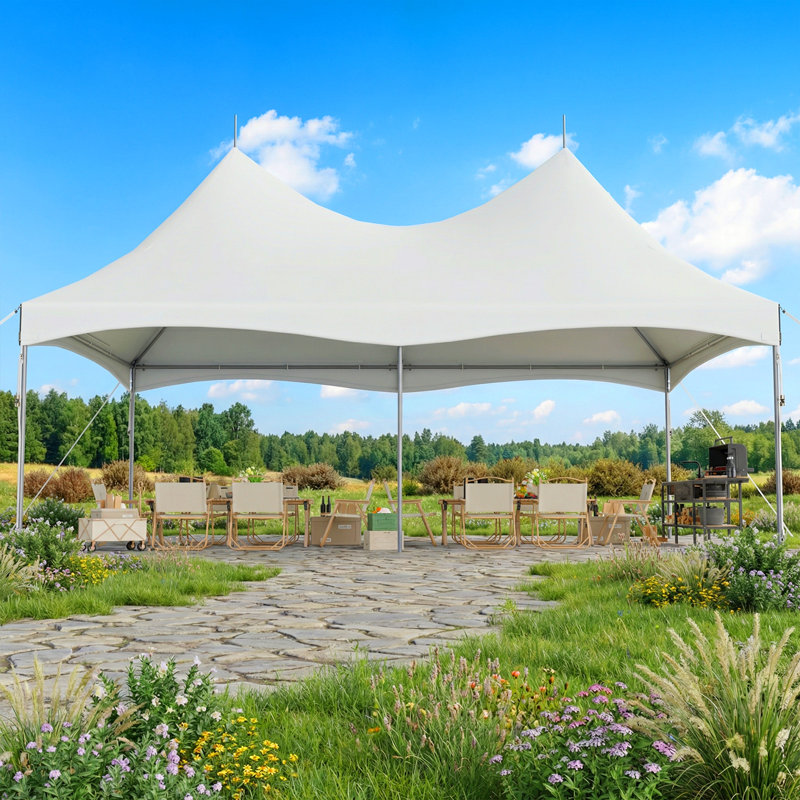 Tente de réception 20 x 30 pi, auvent extérieur avec dessus en PVC, abri haute montagne robuste pour 90 personnes, 20 x 30 FT