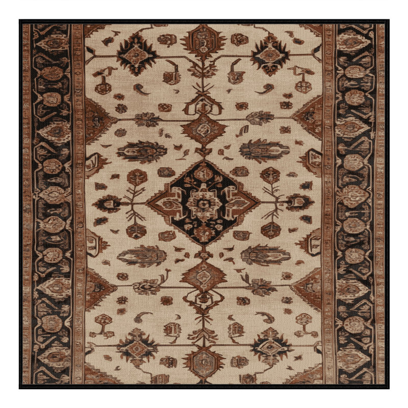 Machine Washable Persian Brown Area Rug, Square 4'