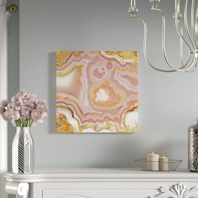 "corail luster" , impression sur toile tendue, H 18 po x l 18 po x P 1,5 po, Toile avec cadre noir, Pas de tapis