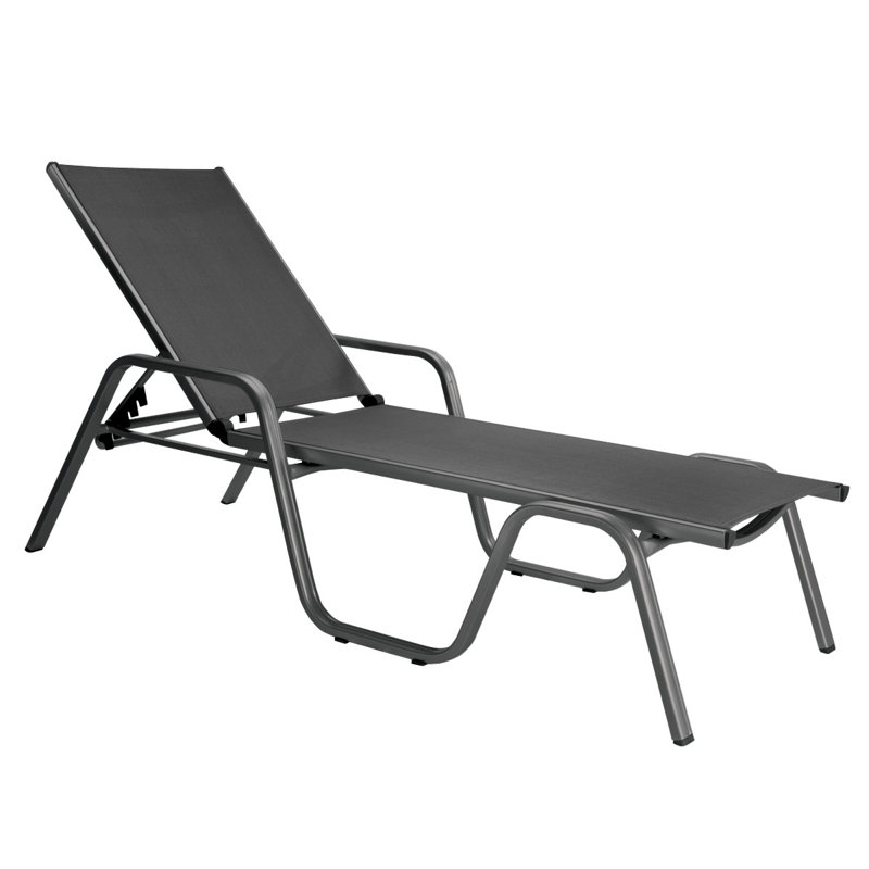 Gray Aluminum Outdoor Stackable Chaise Lounge Set