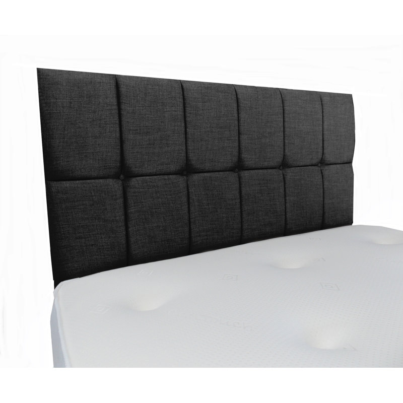 Fariz Upholstered Velvet Panel Headboard, Small Single (2'6), Black, Plush Velvet