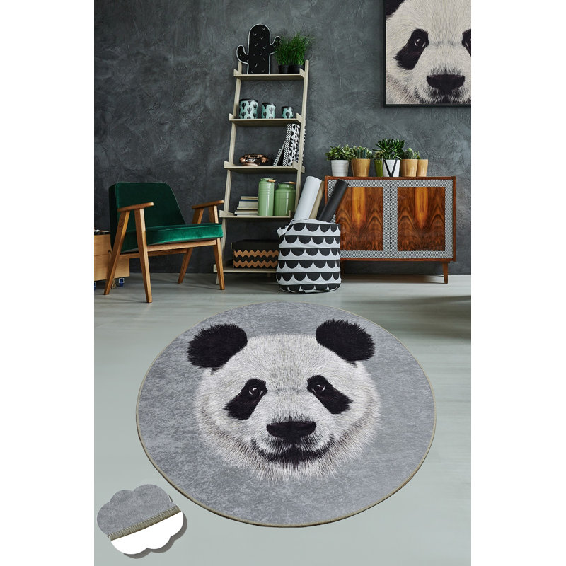 Premium Round Area Rug, 78.7 in Diameter, Grey & Black | 100% Polyester, 0.16 in Pile Height, Antibacterial, Non-Slip Underside | Machine Washable, Durable, and Easy to Clean | Modern Home Décor for Living Room & Bedroom