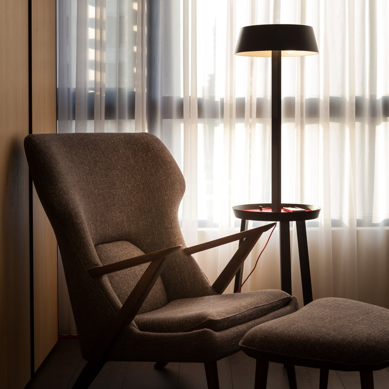 Carry 55'' Tray Table Floor Lamp with USB, Matte Black