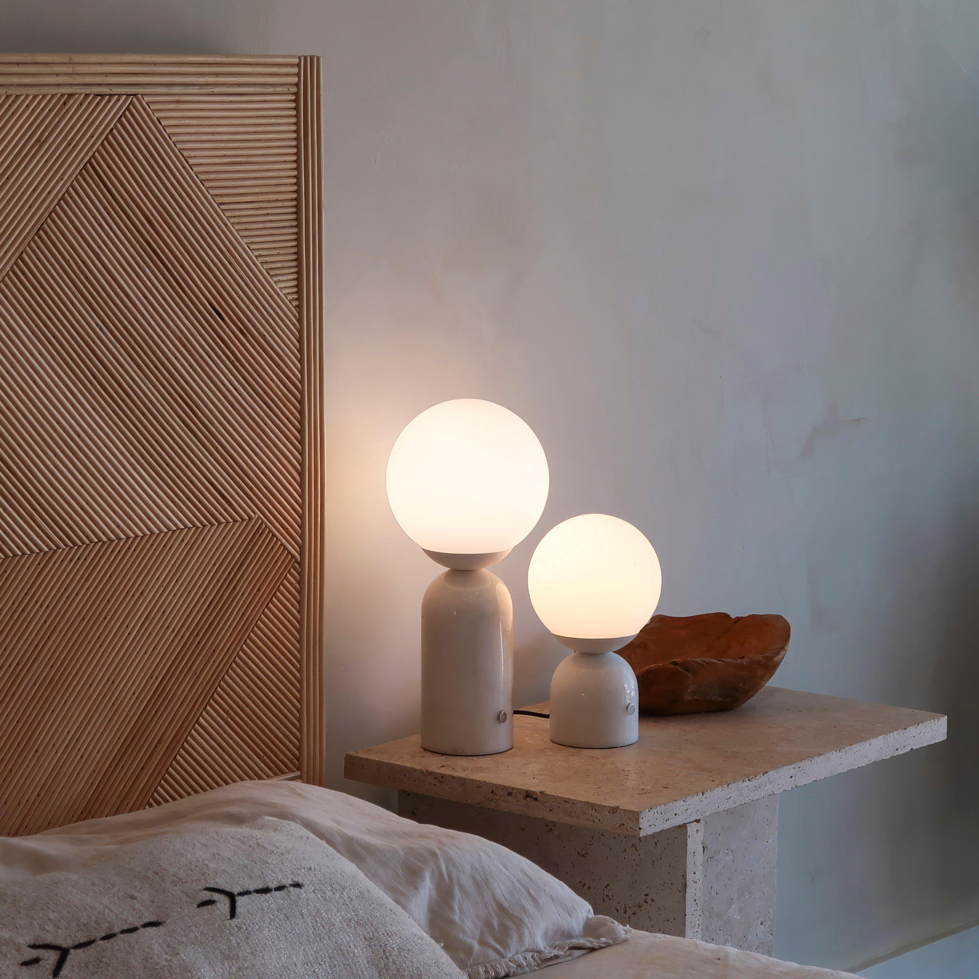 Mila Tall 15 in. Modern Marble and Frosted Globe Bedside Table Lamp with Touch Sensor and 3-Way Dimming Options - Integrated Energy-Saving LED Light