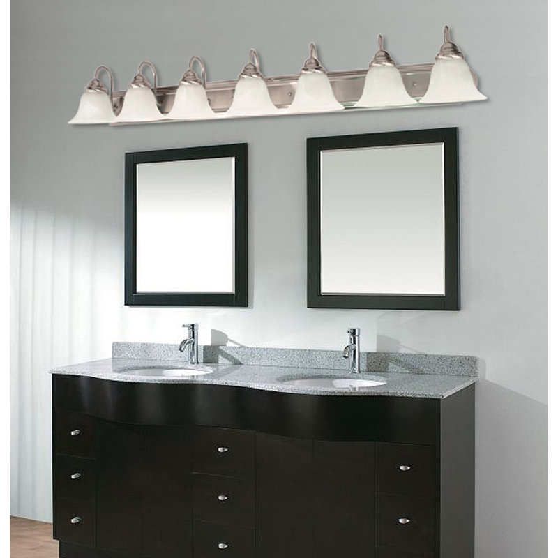 Turcotte 7 - Light Dimmable Vanity Light, 100 Watt (Not Included), Brushed Nickel, Frosted White