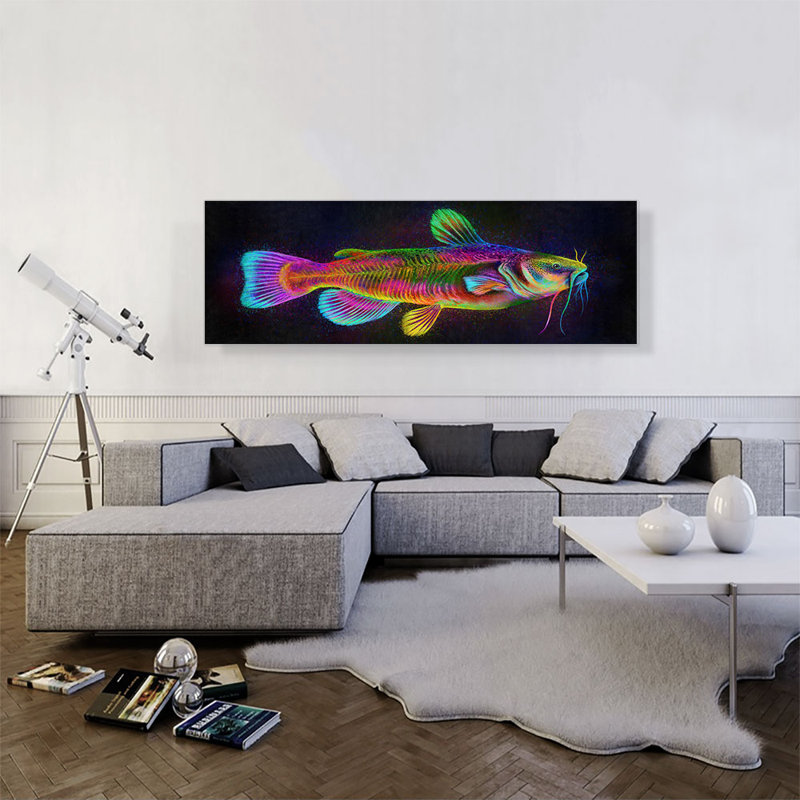 «Catfish Lake River Fish Fishing», impression sur toile tendue, H 20 po x l 60 po x P 1,5 po