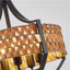 Luminaire suspendu cylindrique en rotin tissé à la main 19,69 po avec chaîne réglable pour vestibule de salle à manger 5 lumières en fer noir mat