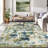 Modern Low Pile Washable Area Rug - Soft, Non-Slip, Collapsible Carpet - Mark Resistant, Easy Care Floor Mat for Living Room, Bedroom, Nursery - Pet & Child Friendly - Blue Grey Abstract Design-1381283541