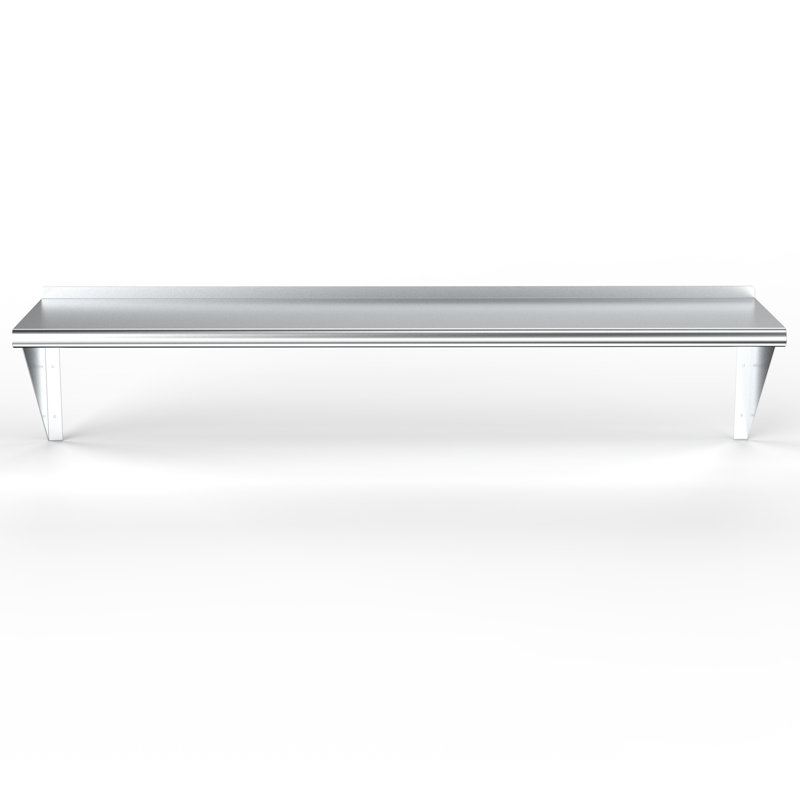 Tablette murale utilitaire en métal., H 15 po x l 60 po x P 16 po, Acier inoxydable