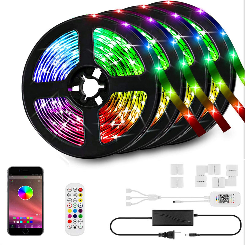 65.6ft Smart Strip Light Music Synced Color Changing with Remote APP Control
