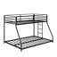 Lit superposé en métal simple au-dessus d'un lit double avec escalier amovible, structure robuste robuste pour adolescents et adultes, adolescents, aucun sommier nécessaire, noir