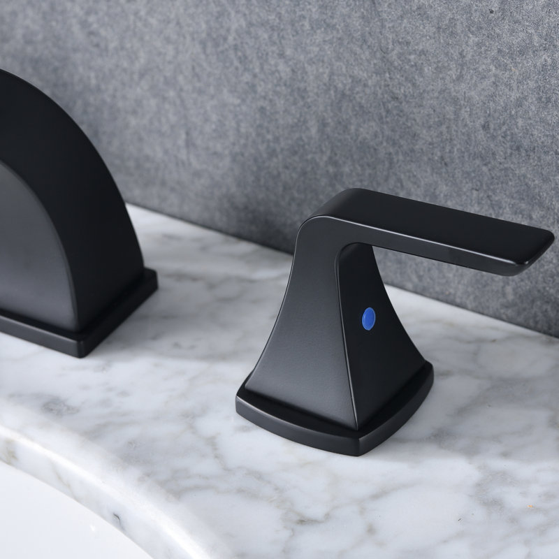 Widespread 2-handle Bathroom Faucet with Drain Assembly, Matte Black