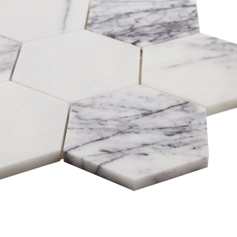 Lilac Premium 12 In. X 12 In. Hexagon Marble Mosaic Floor And Wall Tile (8 Sq. Ft. / Sheet)
