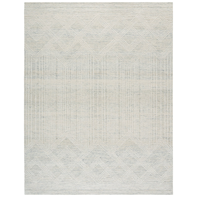 Pine Hand Tufted Wool;Cotton Geometric Rug, Rectangle 8' x 10'