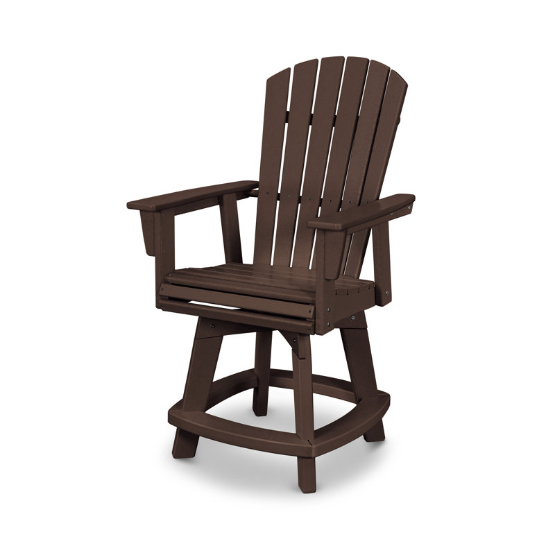 Chaise de comptoir pivotante Nautical Curveback Adirondack, 23,25 po, Acajou