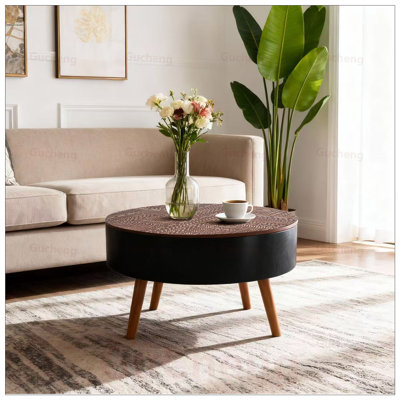 Table d'appoint ronde avec pieds en bois massif pour des espaces compacts, un décor sécuritaire et élégant