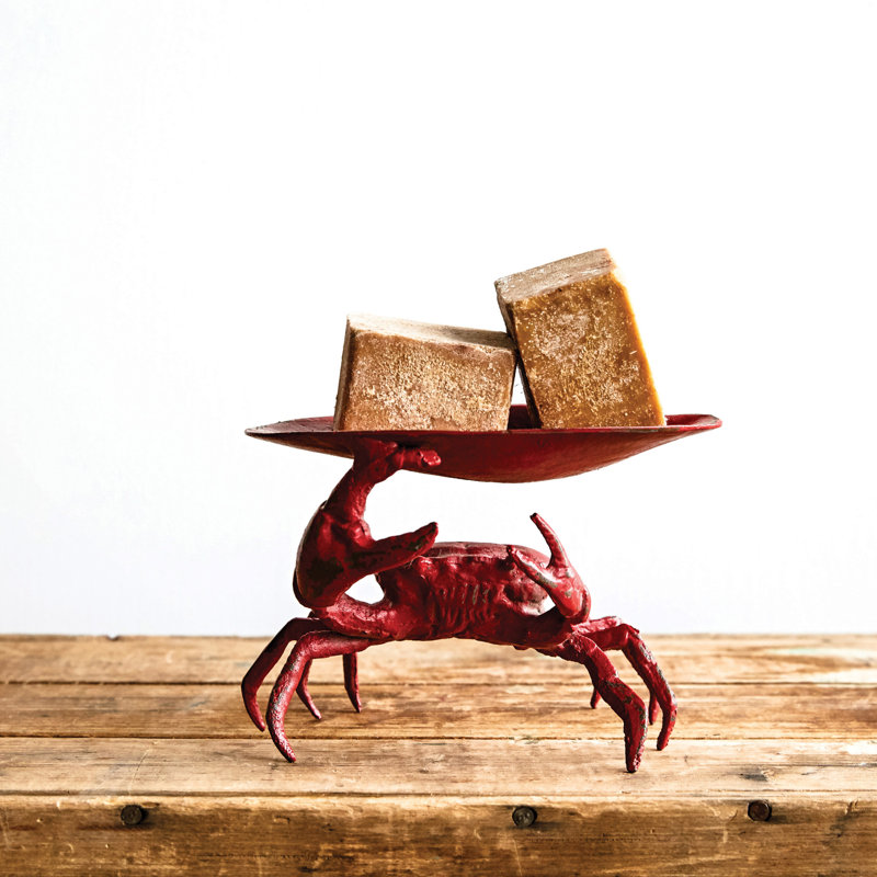 Distressed Cast Iron Crab Shaped Decorative Dish