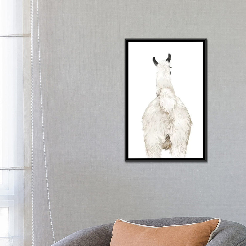 Art du lama, Toile avec cadre noir, H 26 po x l 18 po x P 1,5 po