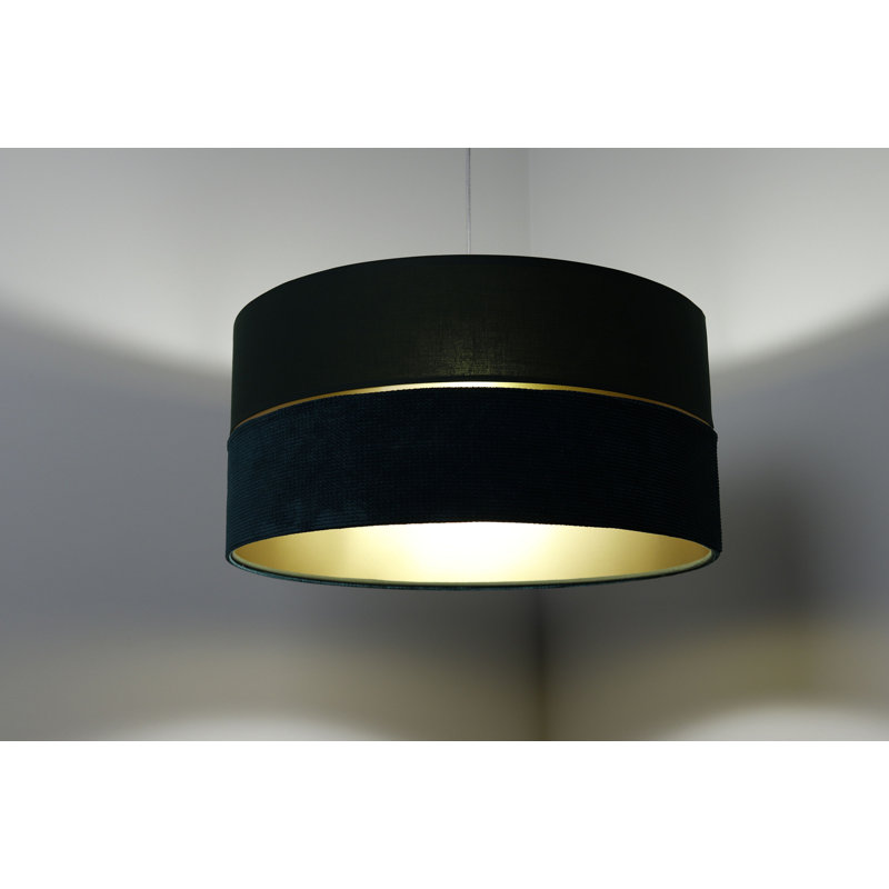 Roncy 1 - Light Drum Pendant, 107cm H x 50cm W x 50cm D, Green/Gold