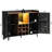 47.2" LED Lighted Coffee Bar Wine Cabinet with 9 Wine Rack, Adjustable Shelves, Glass Holder - Modern Home Liquor Bar Cabinet for Kitchen & Living Room