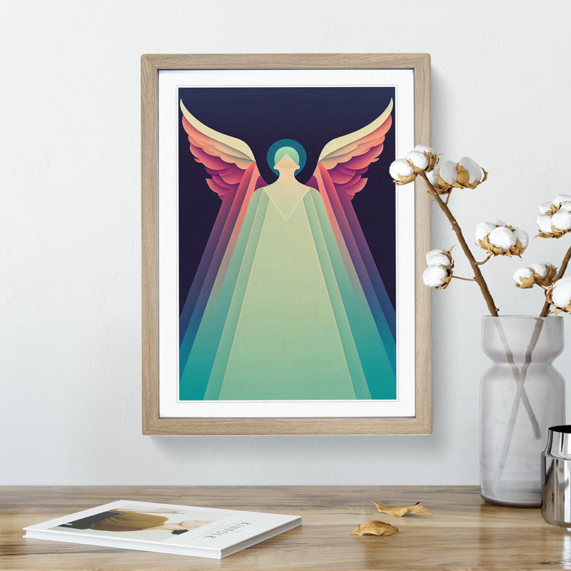 Art Deco Angel Vol.1 - Wall Art, 64cm H x 46cm W x 2cm D, Oak Framed Paper