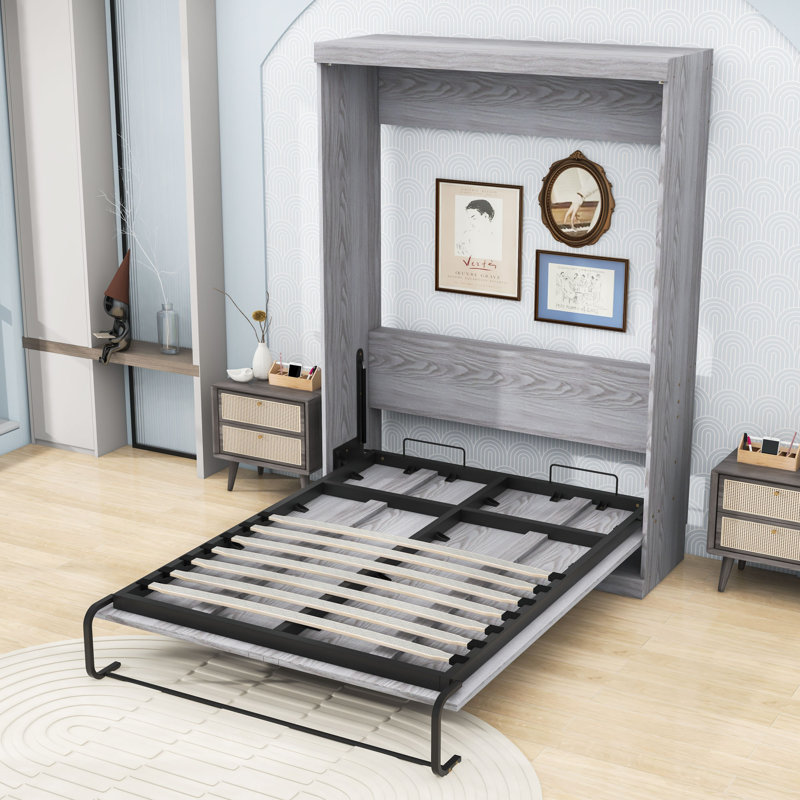 Lit escamotable avec armoire peu encombrante et lattes, Double