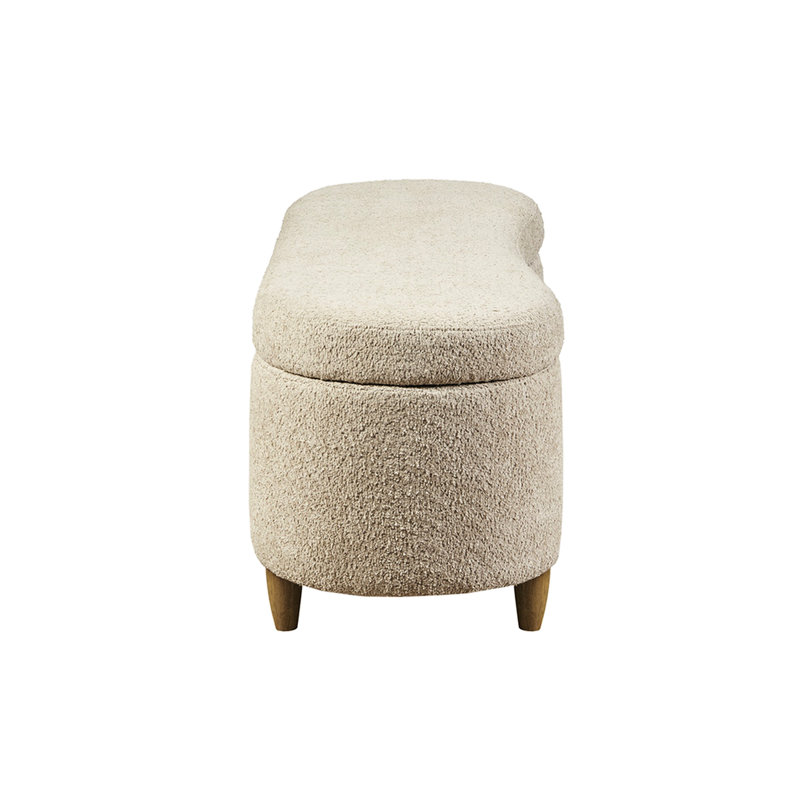 Élégant banc à plateau rabattable en tissu coloré et en bois massif taupe avec rangement pratique