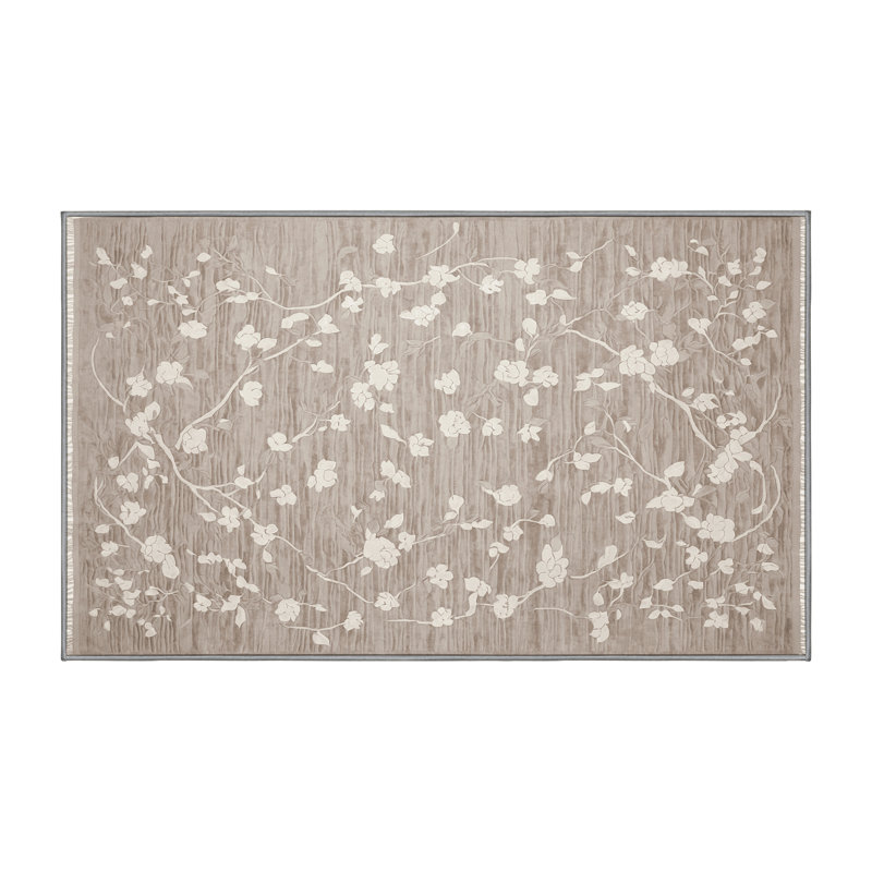 Machine Washable Gray Area Rug, Rectangle 7' x 9'