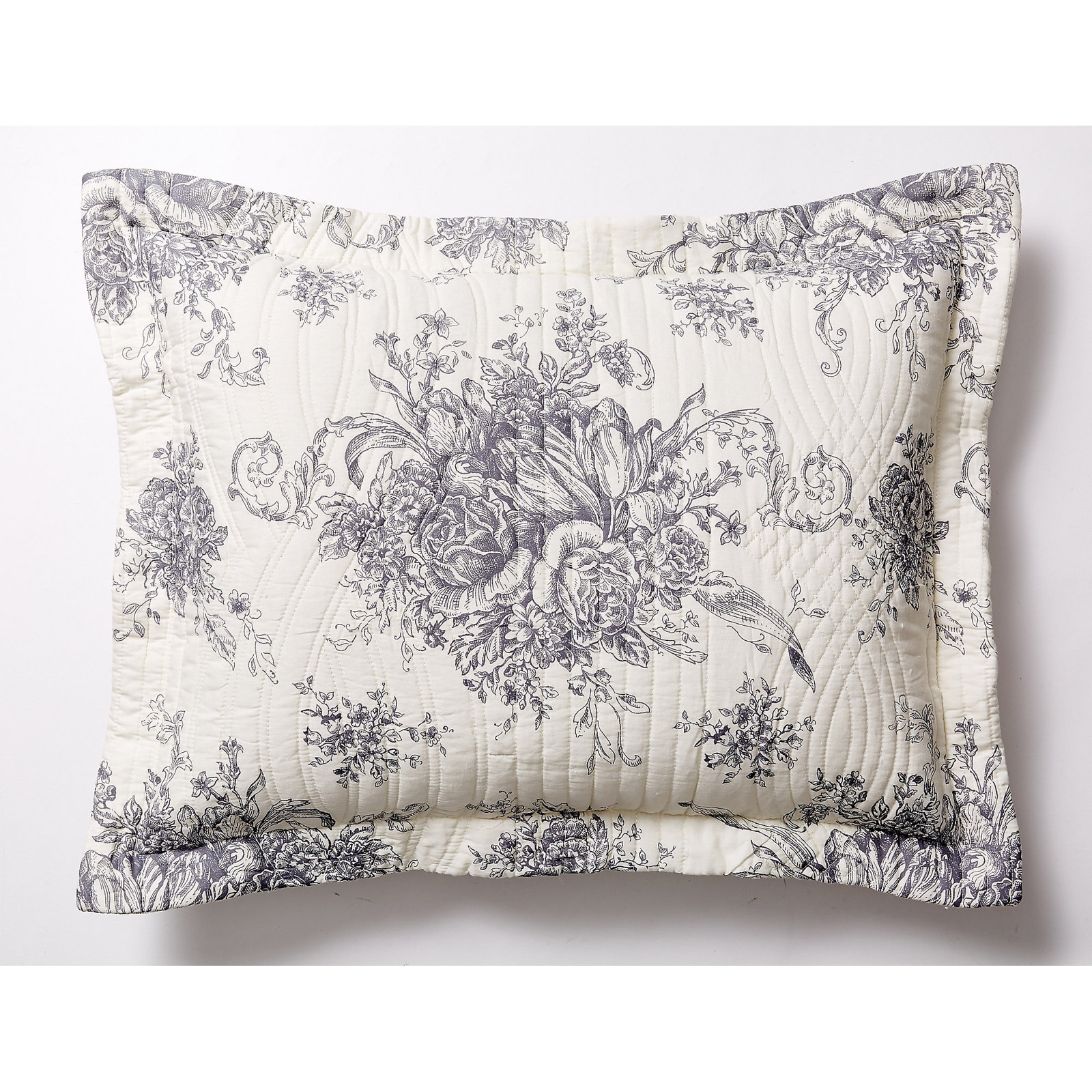 Benedictine Cotton Quilt Set, Twin/Twin XL Quilt + 1 Sham, Gray