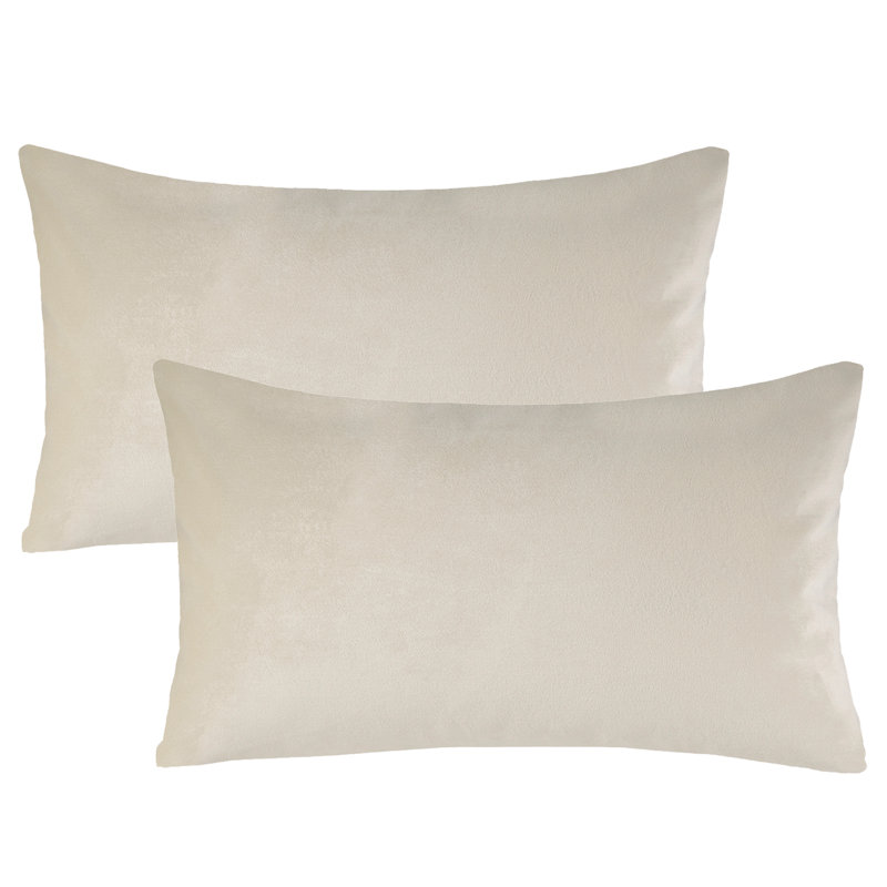 Ensemble de coussin lombaire en velours 12 po x 20 po, coussin décoratif doux, Offwhite, Pillow Cover & Insert