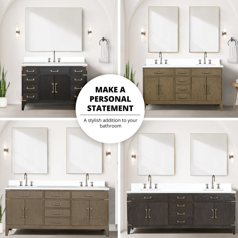 80 po W Double meuble-lavabo en chêne gris avec plateau en marbre de culture, 36 miroirs et tiroirs à fermeture en douceur pour le rangement Deux compartiments intérieurs organisés à la main