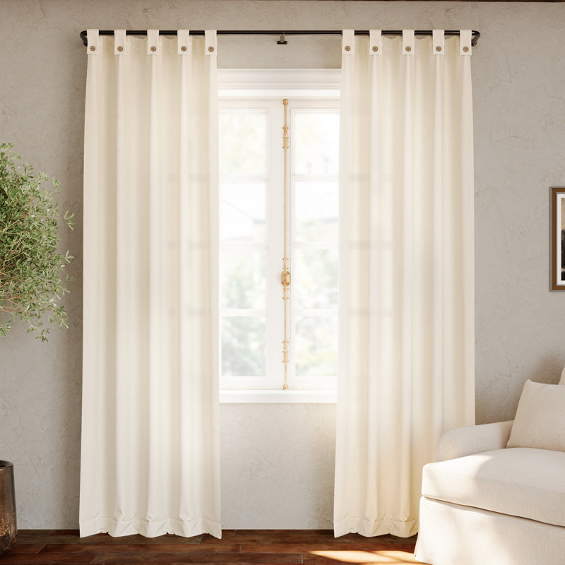 Georghina Slub Textured Cotton Blend Semi-Sheer Grommet Curtain Panel, 40" W x 63" L, Cream