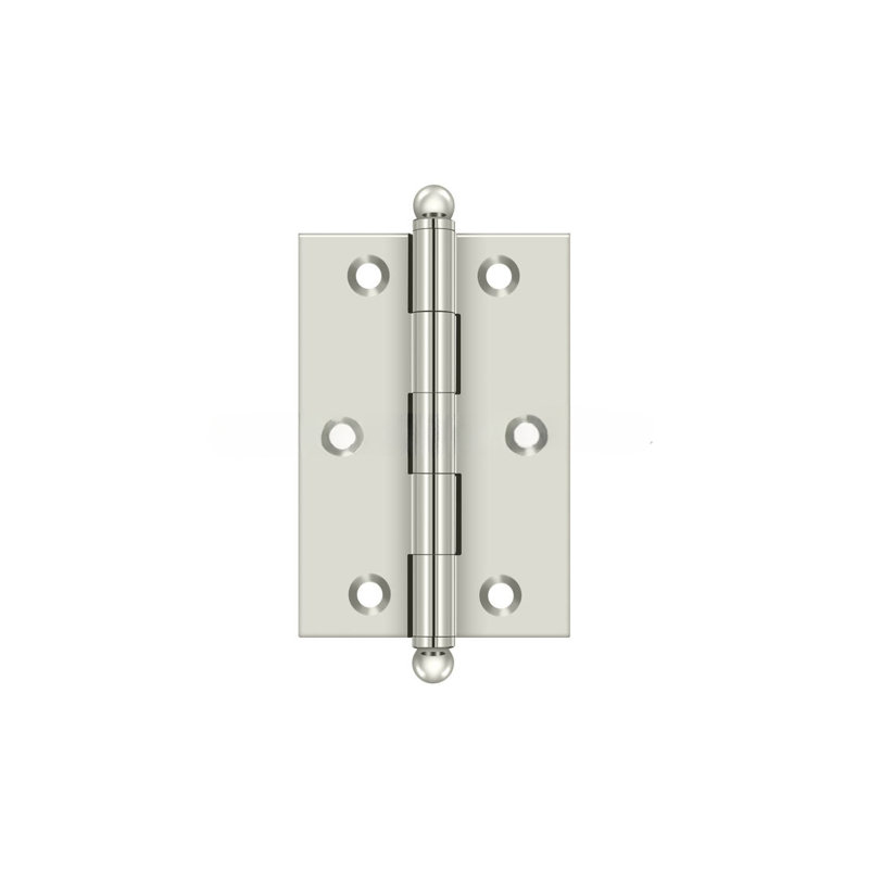 Deltana CH3020CR003 3" x 2" Hinge, w/ Ball Tips in PVD Polished Brass Pair, Polished Nickel