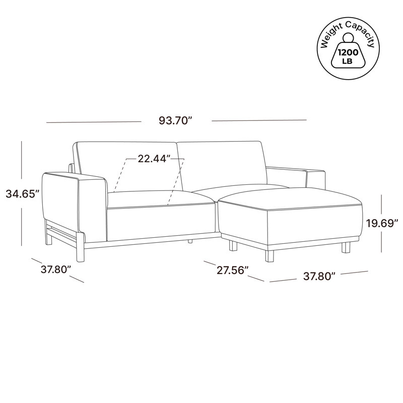 Russo Alejandro 93.7'' Upholstered Sofa & Ottoman Set With Solid Wood Legs