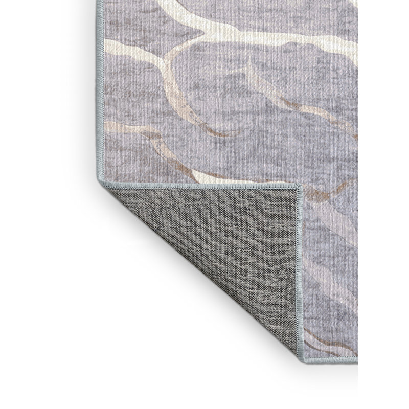 Machine Washable Blue Area Rug, Square 5'