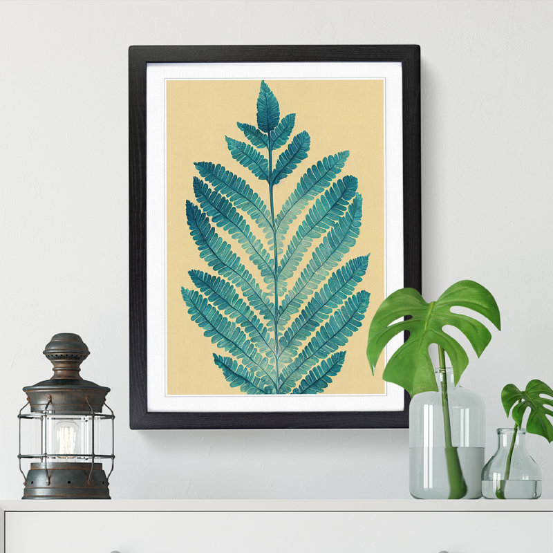 Retro Fern Leaf Vol.2 1 Piece Single Picture Frame Wall Art, 46cm H x 34cm W x 2cm D, Black