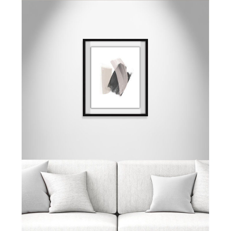 Alabaster Strokes - Peinture encadrée, H 1,25 po x l 25,5 po x P 1,25 po, Cadre noir satiné