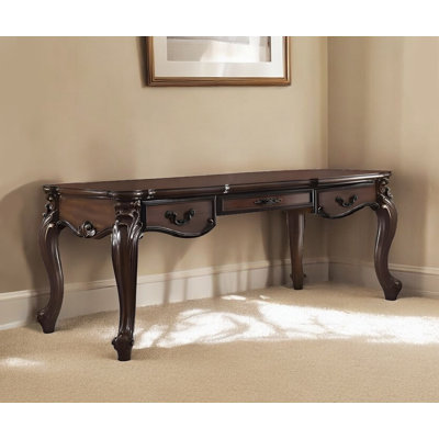 72" Dark Brown Wood Executive Desk With Three Drawers
