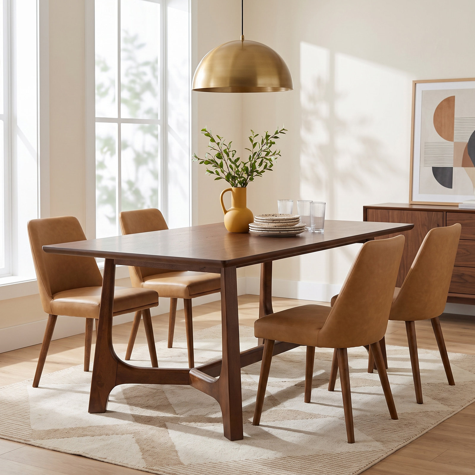 Burk 76" Dining Table, Medium Oak