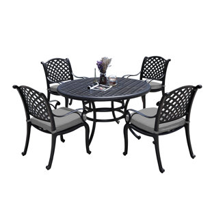 5-Piece Cast Aluminum Round Dining Set