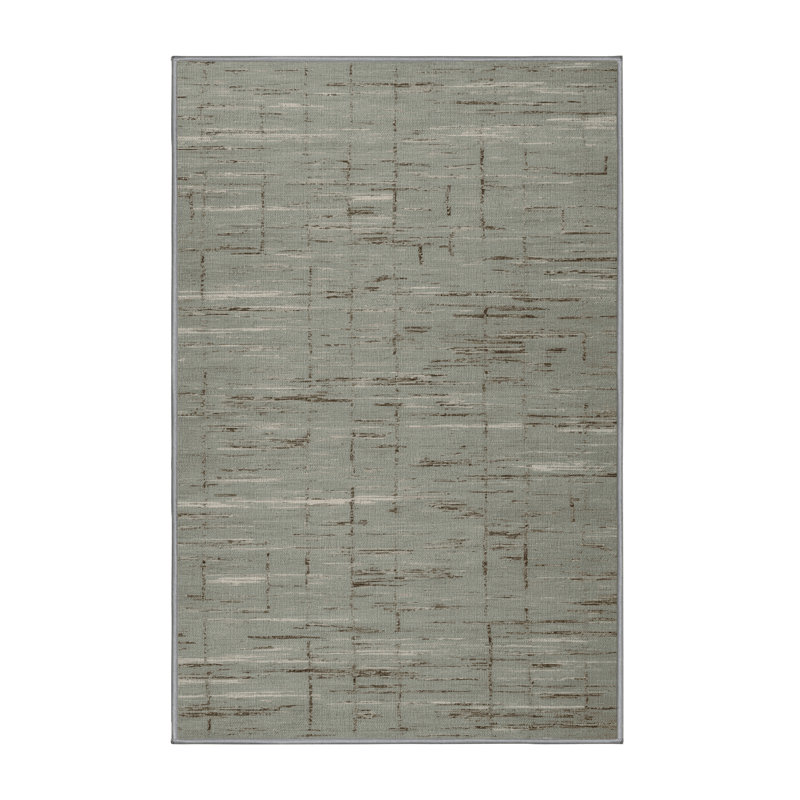 Machine Washable Abstract Gray Area Rug, Rectangle 5' x 7'