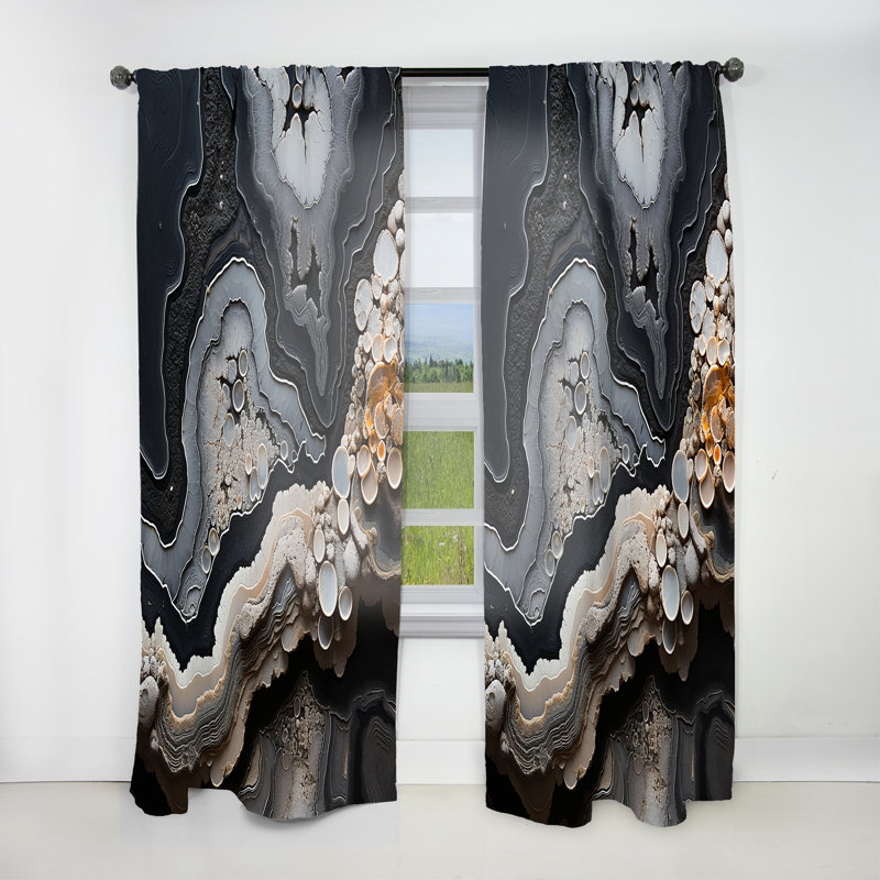 Cestina Grey Stone Geode Minimalism I - Traditional Velvet Curtain - Room Darkening - 1 panel, 52" W x 90" L