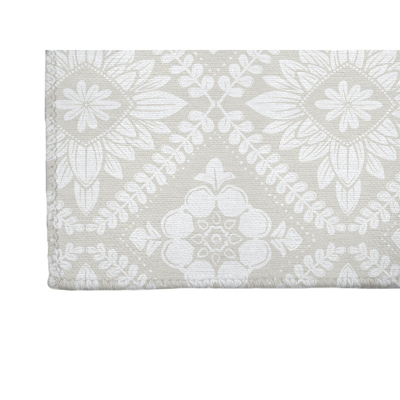 Tapis de blanchisserie antidérapant Talia, 49 "L x 6 "H, Ivory Floral