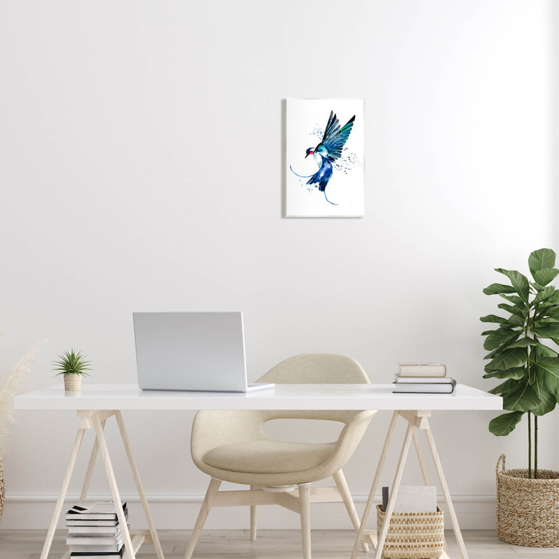 «Blue Bird Flying Wings» par Sebastian Grafmann, H 15 po x l 10 po x P 0,5 po, Toile tendue