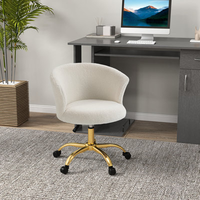 Chaise de bureau Fluffy avec hauteur réglable, sans accoudoirs, or