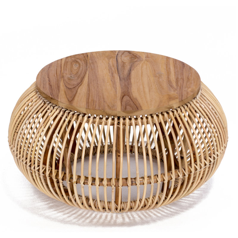 Table basse tambour en bois massif Funches