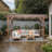 13' x 6.5' Wooden Pergola Grill Gazebo featuring Metal Roof, Lighting Bulbs, and Bar Counters