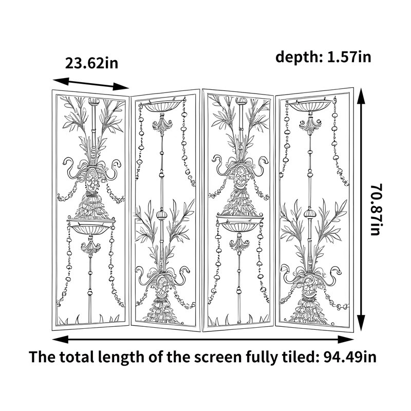 Modern Luxe Decorative Screen, 70.87"H x 94.49"W x 1.57"D